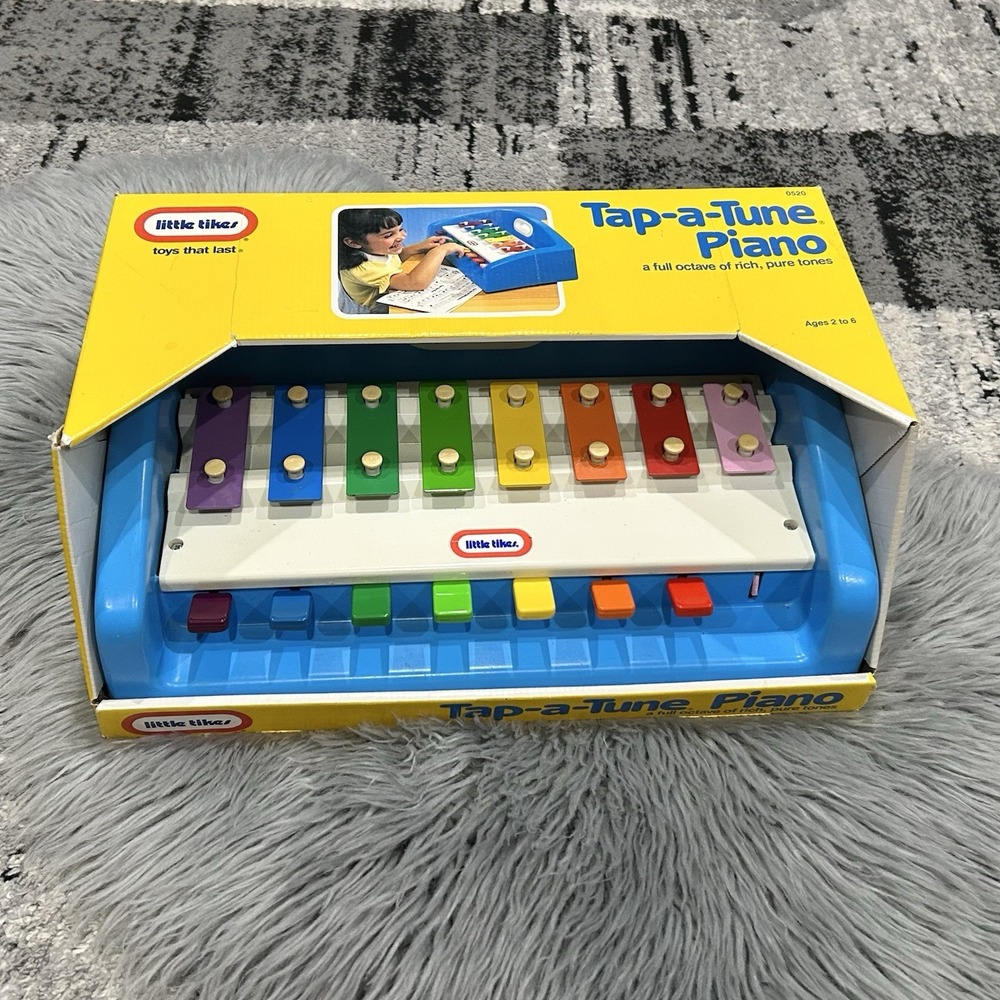 Little Tikes Tap a Tune Blue Xylophone Keyboard Music Piano W/Book Vintage 1991*